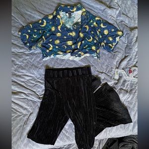 ✨ Blue crop Moon Star Shirt ✨